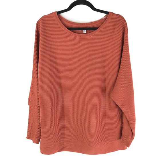 Sonoma Tunic Sweater Ribbed Dolman Sleeve Scoop Neck Oversized Orange 0X - Picture 1 of 3